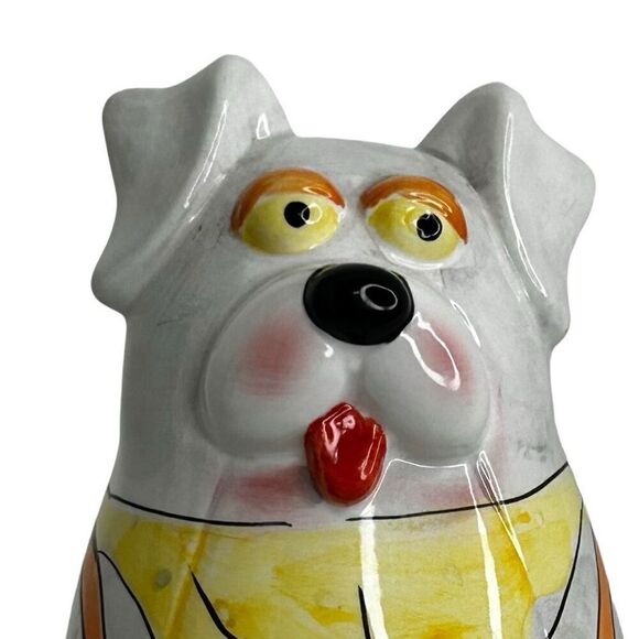 Mid Century Dog Bank Multicolor Hand-painted Decorative Ceramic Money Saving Pot - Picture 7 of 10